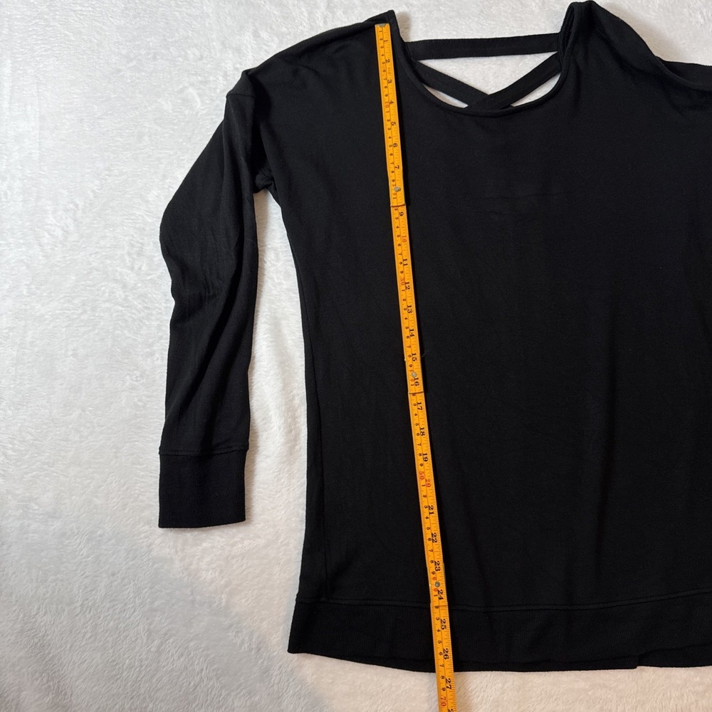Athleta Black Criss-Cross Back Modal Blend Long Sleeve Top XS Made in USA - Picture 4 of 9